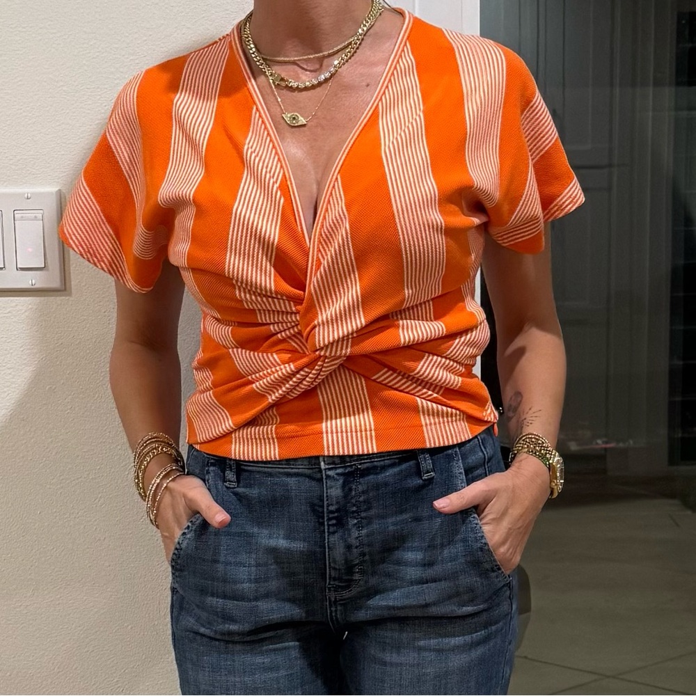 Orange Striped Women's Top